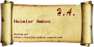 Heimler Ambos névjegykártya